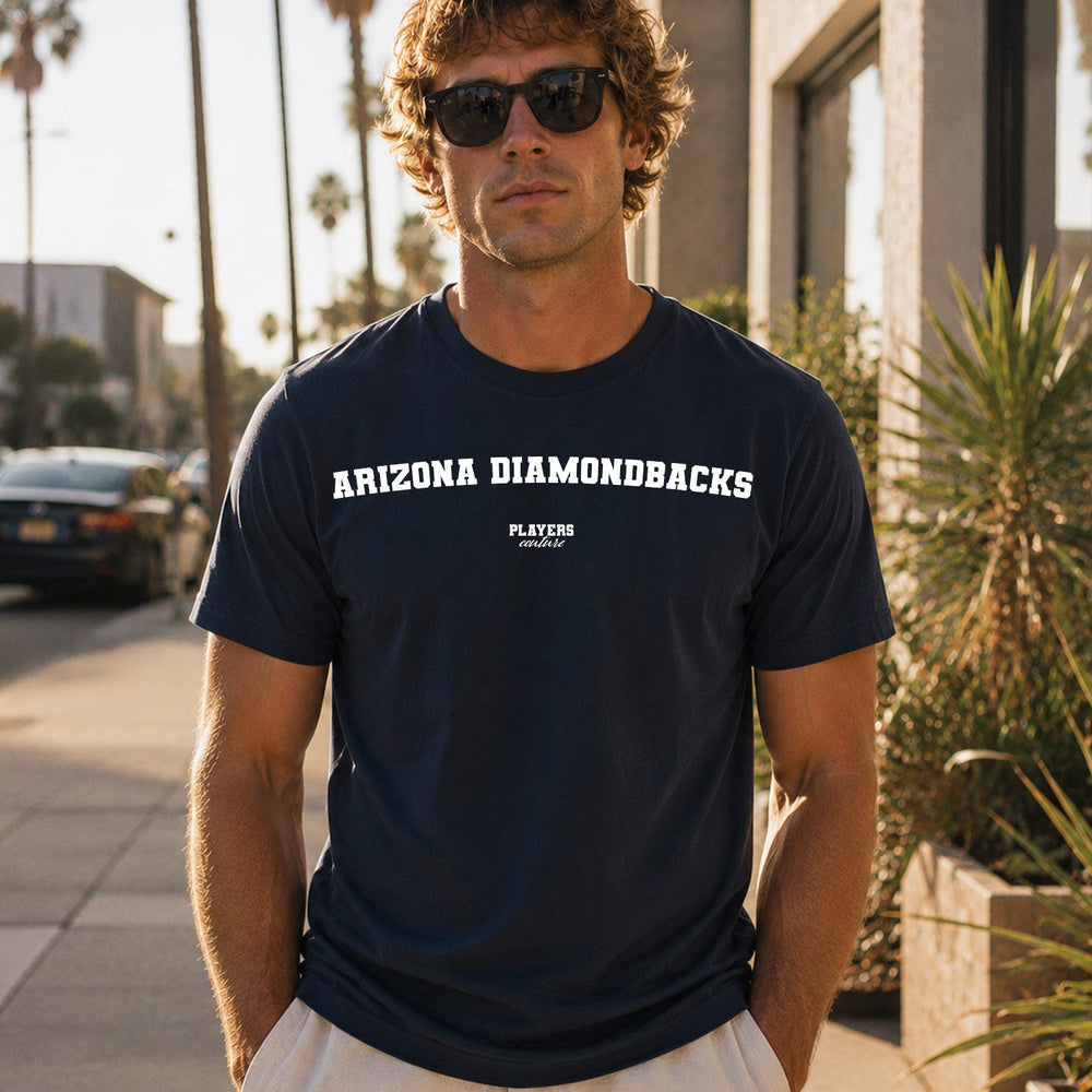 Arizona Diamondbacks Men's T-Shirt — lifestyle photo, Navy t-shirt