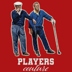 Arnold Palmer & Ben Hogan Badge Men's T-Shirt – red close-up detail shot of the Arnold Palmer & Ben Hogan Players Couture