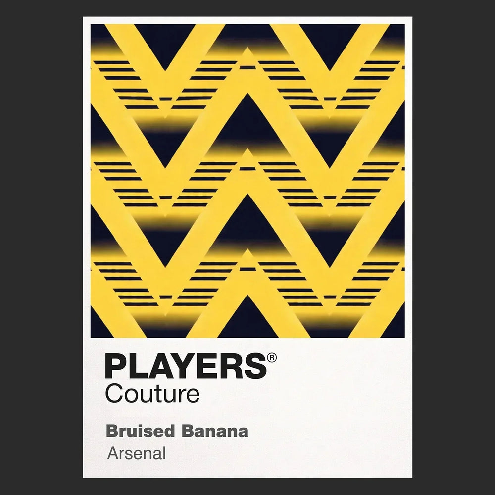 Arsenal Bruised Banana Classic Football Shirt Colours Frame Men's T-Shirt – black close-up detail shot of the Arsenal