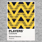 Arsenal Bruised Banana Classic Football Shirt Colours Frame Men's T-Shirt – grey close-up detail shot of the Arsenal Bruised