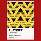 Arsenal Bruised Banana Classic Football Shirt Colours Frame Men's T-Shirt – red close-up detail shot of the Arsenal Bruised