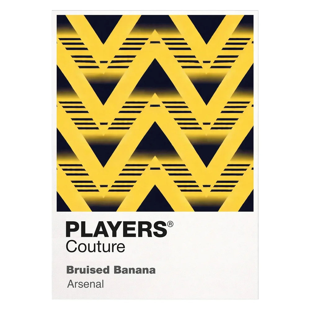 Arsenal Bruised Banana Classic Football Shirt Colours Frame Men's T-Shirt – white close-up detail shot of the Arsenal