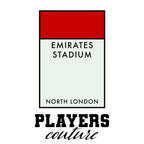 Arsenal Monopoly Card t-shirt – white men's t-shirt with black Arsenal Monopoly Card letters and Players Couture logo on the