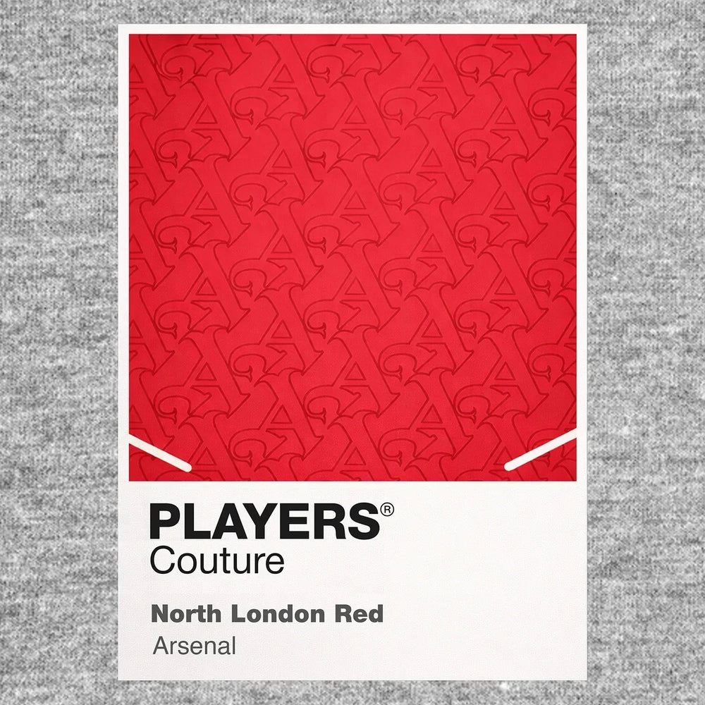 Arsenal Red Classic Football Shirt Colours Frame Men's Hoodie – red close-up detail shot of the Arsenal Red Players Couture