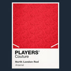 Arsenal Red Classic Football Shirt Colours Frame Men's Hoodie – red close-up detail shot of the Arsenal Red Players Couture