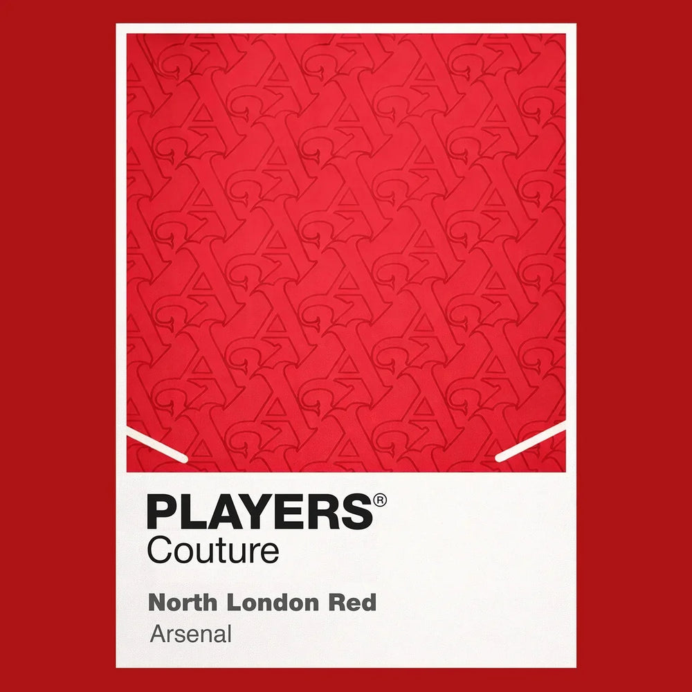 Arsenal Red Classic Football Shirt Colours Frame Men's Hoodie – red close-up detail shot of the Arsenal Red Players Couture