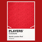 Arsenal Red Classic Football Shirt Colours Frame Men's Hoodie – red close-up detail shot of the Arsenal Red Players Couture
