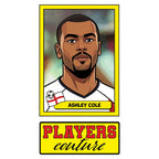 Ashley Cole World Cup Sticker Men's T-Shirt – close-up detail shot of the Ashley Cole World Cup Players Couture logo design
