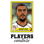 Ashley Cole World Cup Sticker Men's T-Shirt – white close-up detail shot of the Ashley Cole Players Couture logo design
