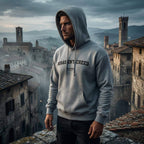 Assassin’s Creed hoodie – navy men's hoodie with white Assassin’s Creed letters and Players Couture logo on the chest