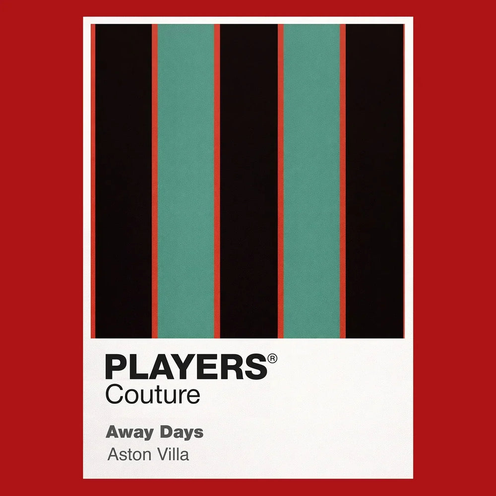 Aston Villa Away Classic Football Shirt Colours Frame Men's T-Shirt – red close-up detail shot of the Aston Villa Away