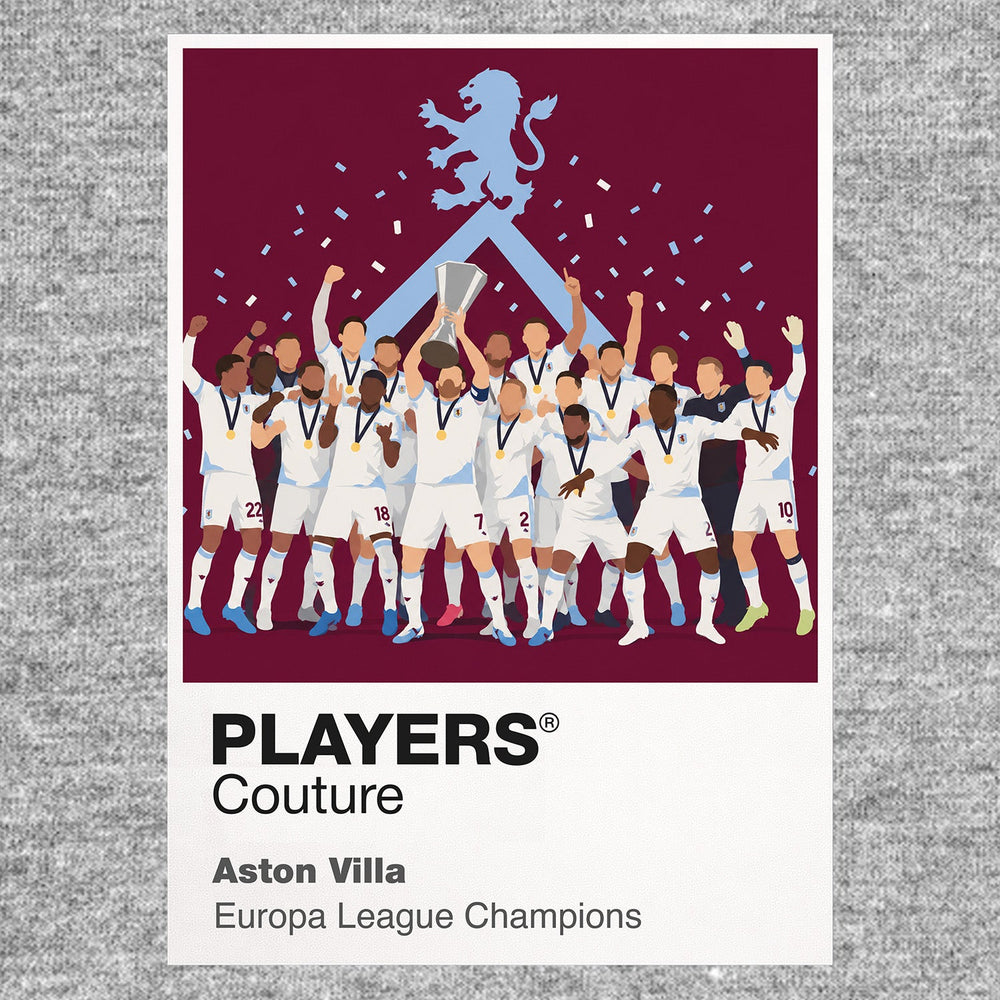 Aston Villa Europa League champions Icon Frame artwork in grey
