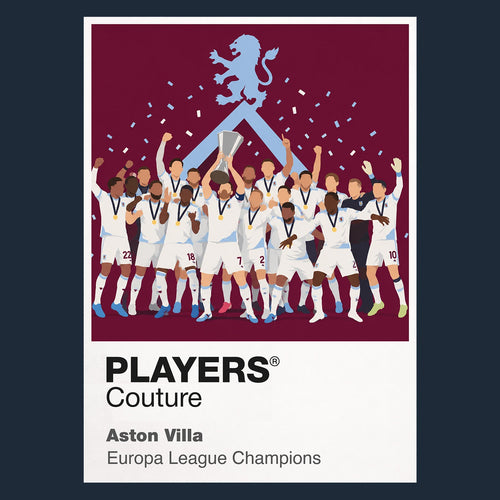 Aston Villa Europa League champions Icon Frame artwork in navy