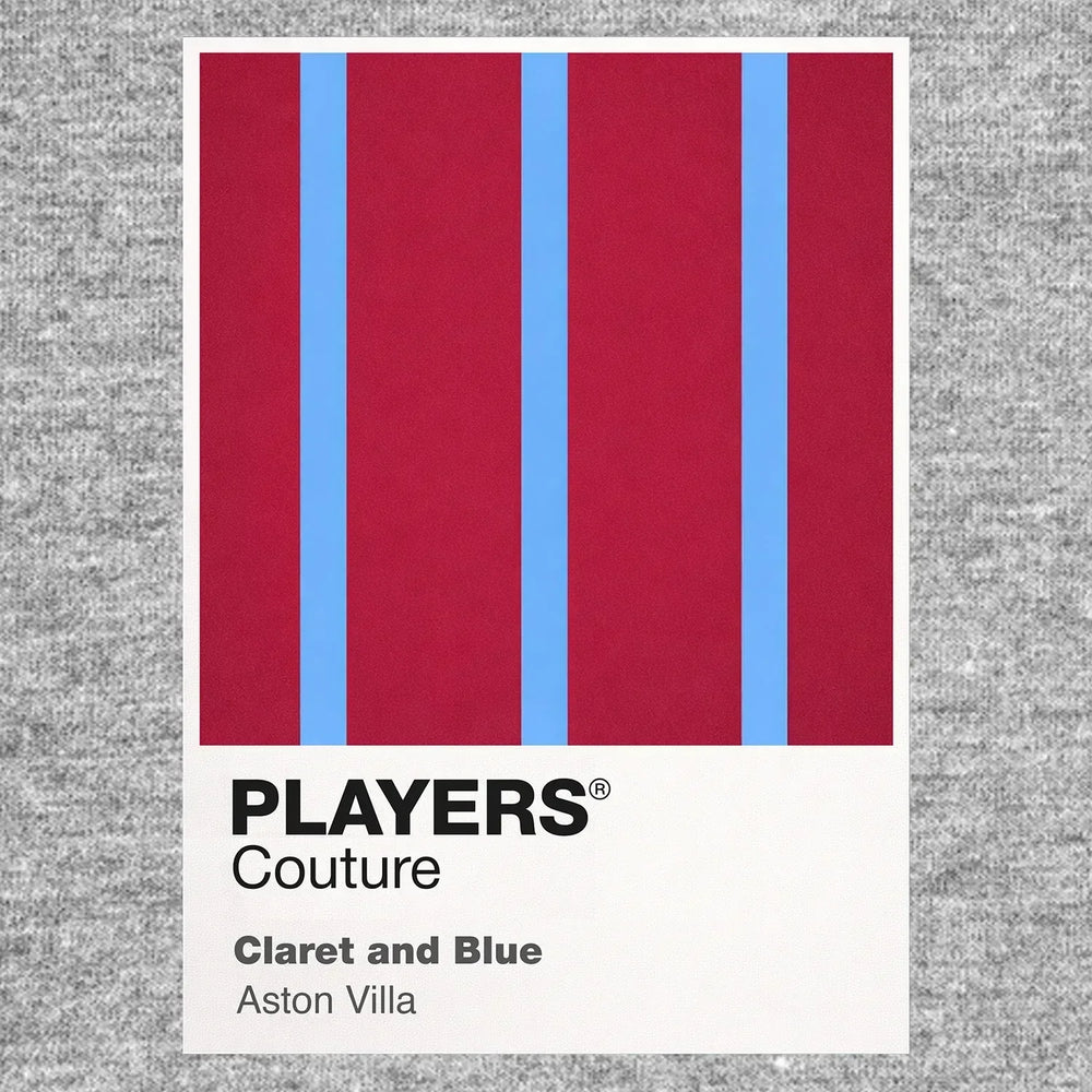 Aston Villa Home Classic Football Shirt Colours Frame Men's T-Shirt – grey close-up detail shot of the Aston Villa Home