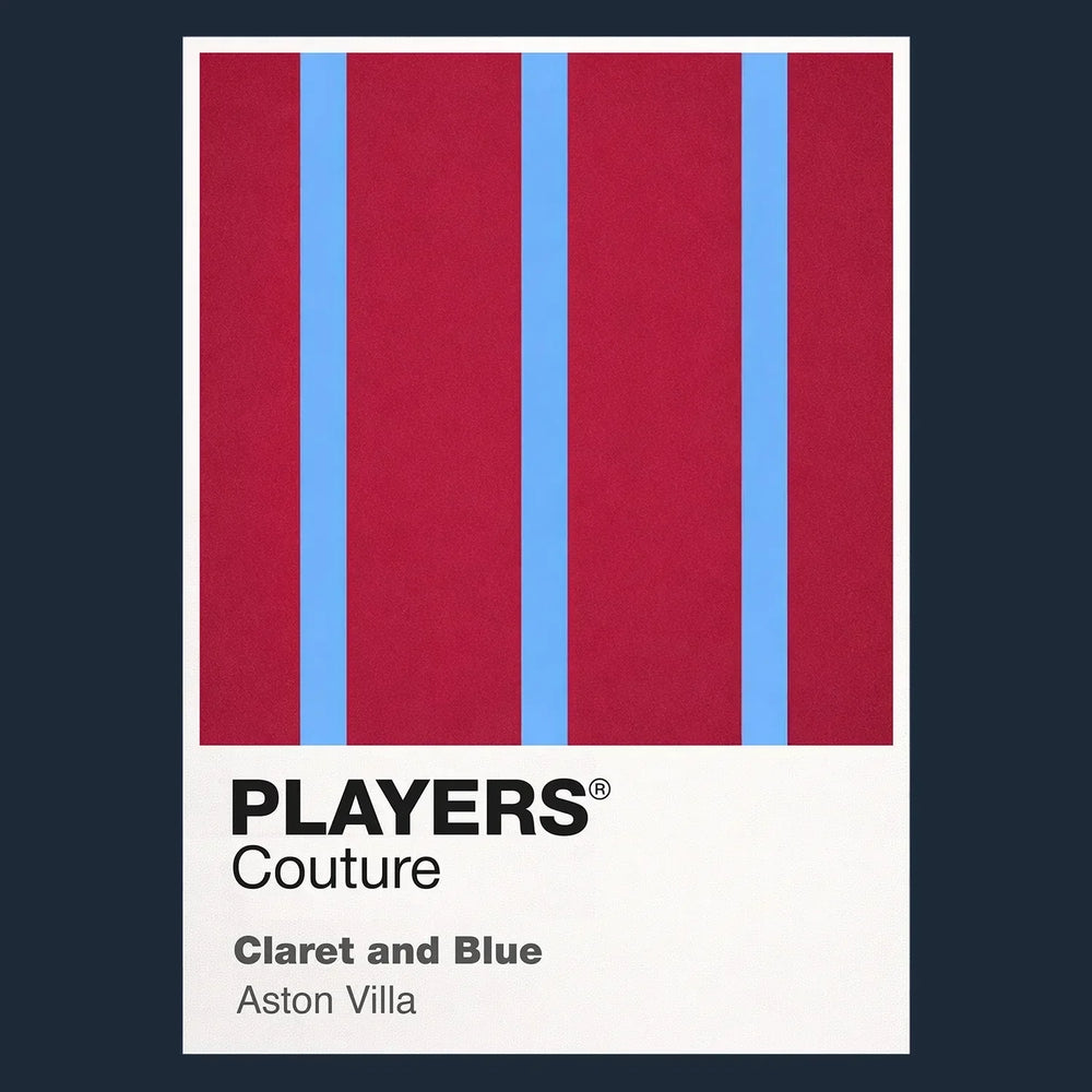 Aston Villa Home Classic Football Shirt Colours Frame Men's T-Shirt – navy close-up detail shot of the Aston Villa Home