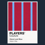 Aston Villa Home Classic Football Shirt Colours Frame Men's T-Shirt – navy close-up detail shot of the Aston Villa Home