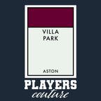 Aston Villa Monopoly Card t-shirt – navy men's t-shirt with white Aston Villa Monopoly Card letters and Players Couture logo