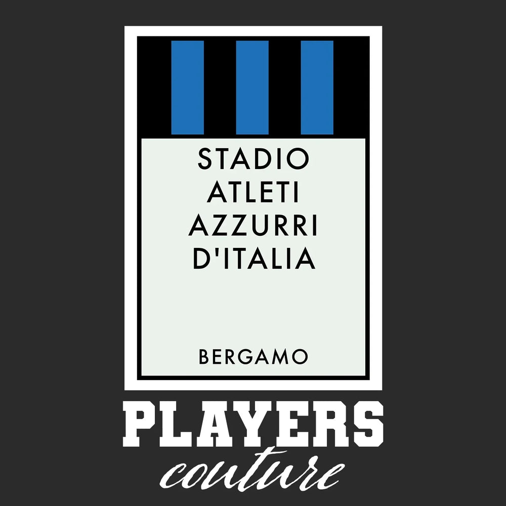 Atalanta Monopoly Card t-shirt – black men's t-shirt with white Atalanta Monopoly Card letters and Players Couture logo on