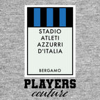 Atalanta Monopoly Card t-shirt – grey men's t-shirt with black Atalanta Monopoly Card letters and Players Couture logo on