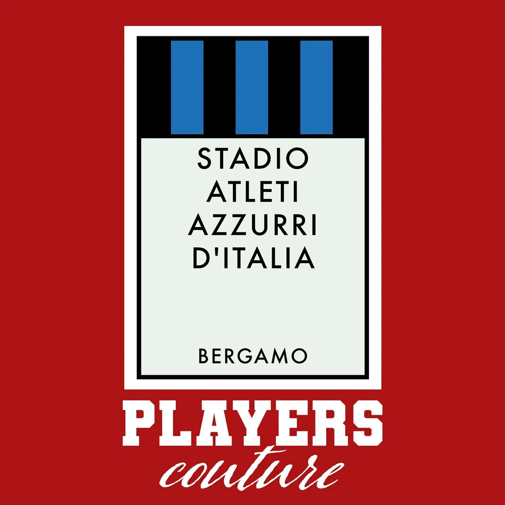 Atalanta Monopoly Card t-shirt – red men's t-shirt with white Atalanta Monopoly Card letters and Players Couture logo on the