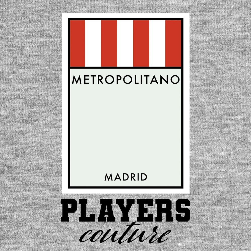 Atletico Madrid Monopoly Card t-shirt – grey men's t-shirt with black Atletico Madrid Monopoly Card letters and Players