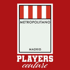 Atletico Madrid Monopoly Card t-shirt – red men's t-shirt with white Atletico Madrid Monopoly Card letters and Players
