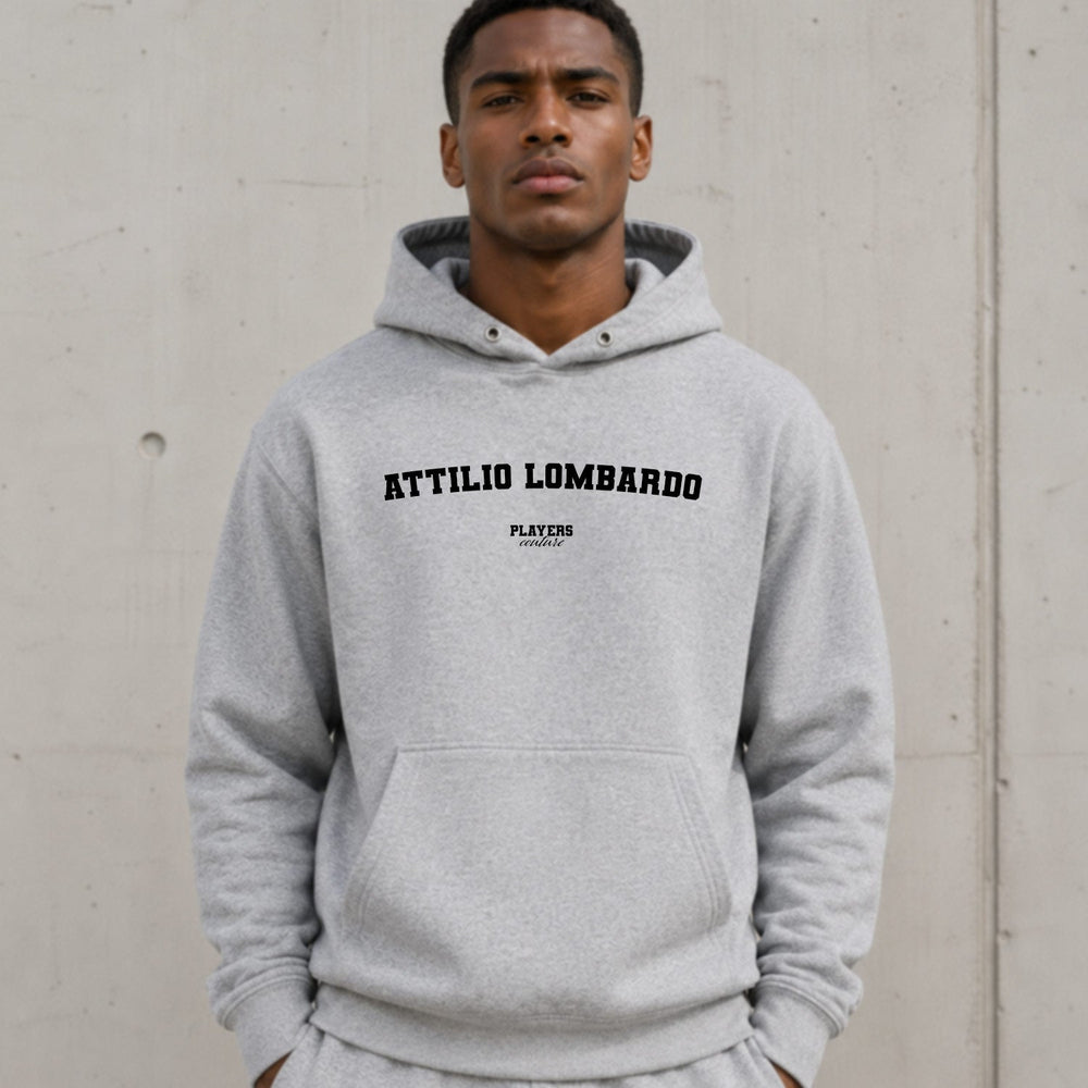 attilio-lombardo name-print hoodie - grey