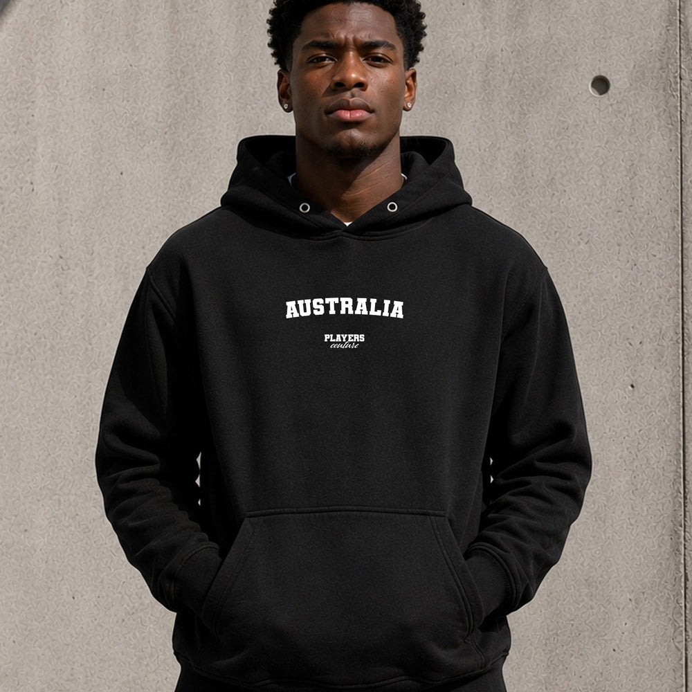 australia name-print hoodie - black
