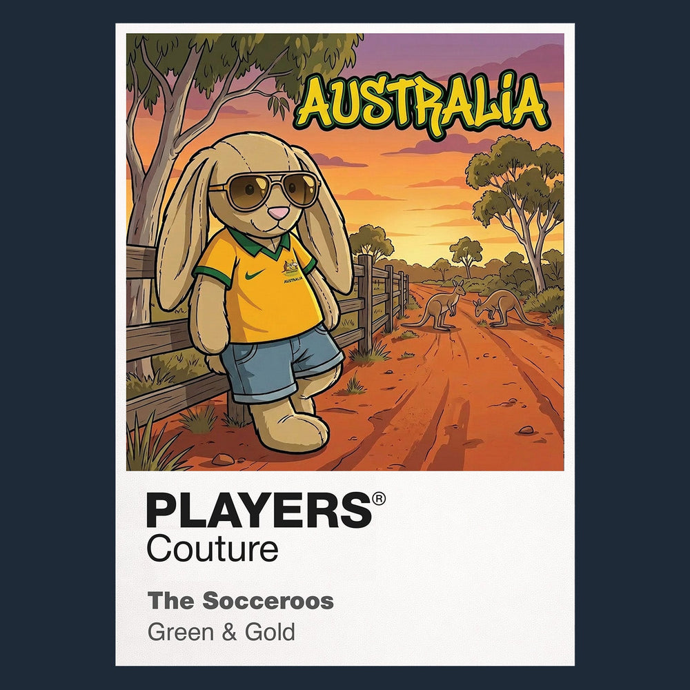 Australia Football Cool Bunny Men's T-Shirt – Australia football cool bunny artwork close-up on Navy – Players Couture