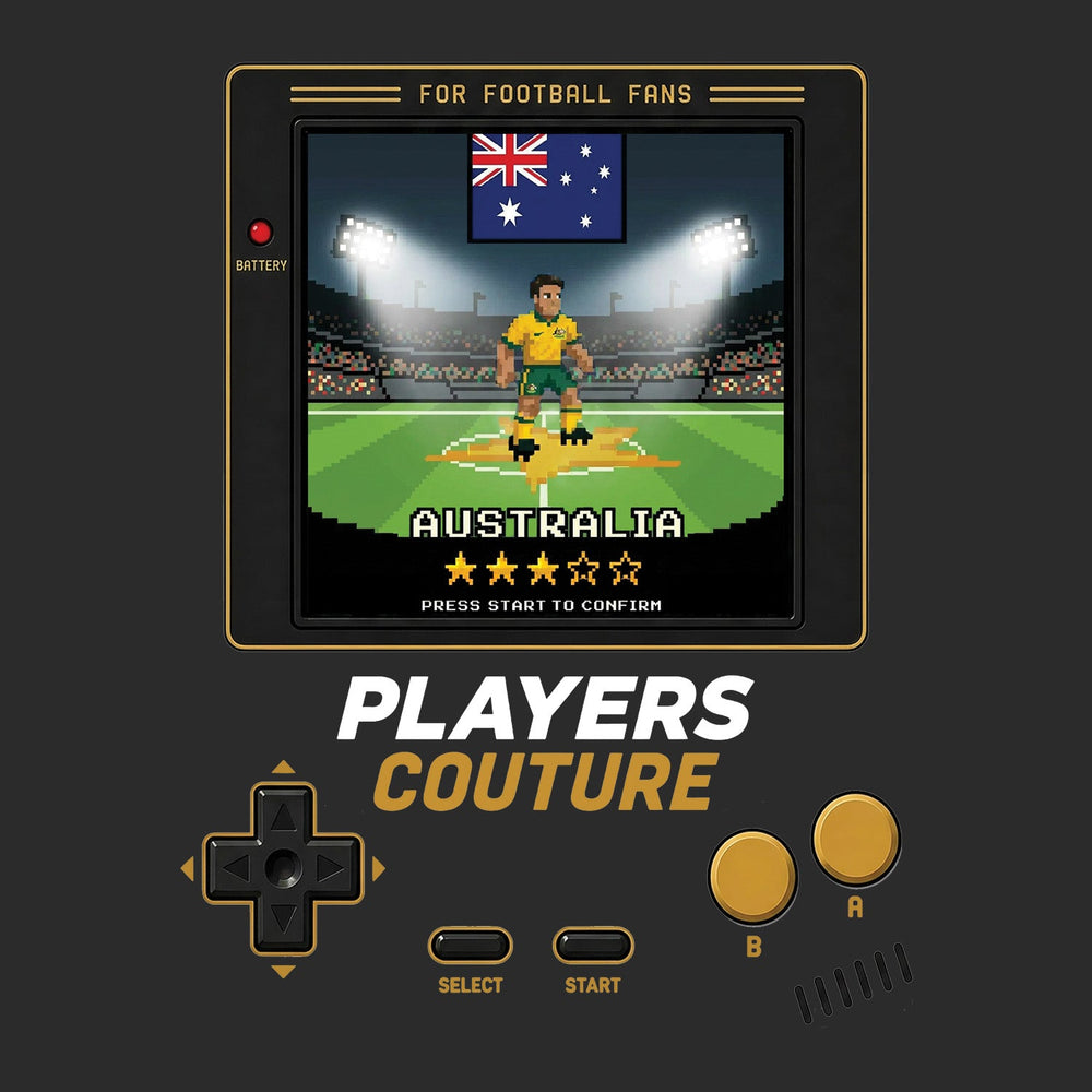 Australia World Cup 8-Bit Kids T-Shirt retro gaming football design by Players Couture
