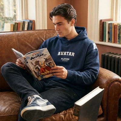 Avatar hoodie – navy men's hoodie with white Avatar letters and Players Couture logo on the chest