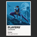 Avatar Jake Sully and Neytiri within the bioluminescent landscape of Pandora Icon Frame artwork in black