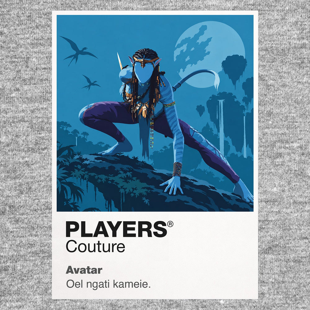 Avatar Jake Sully and Neytiri within the bioluminescent landscape of Pandora Icon Frame artwork in grey
