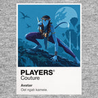Avatar Jake Sully and Neytiri within the bioluminescent landscape of Pandora Icon Frame artwork in grey