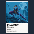 Avatar Jake Sully and Neytiri within the bioluminescent landscape of Pandora Icon Frame artwork in navy