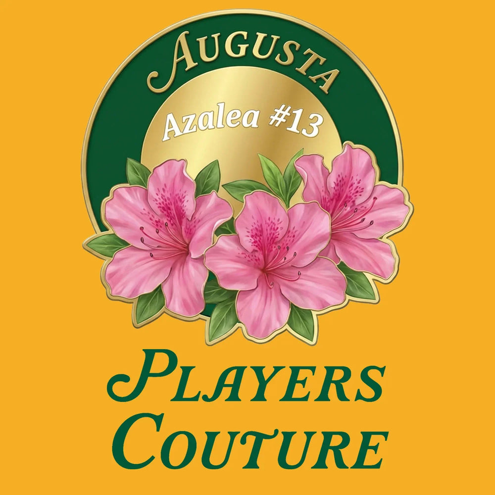 Azalea Augusta Golf Ball Marker t-shirt – close-up of white Azalea Augusta Golf Ball Marker lettering and Players Couture