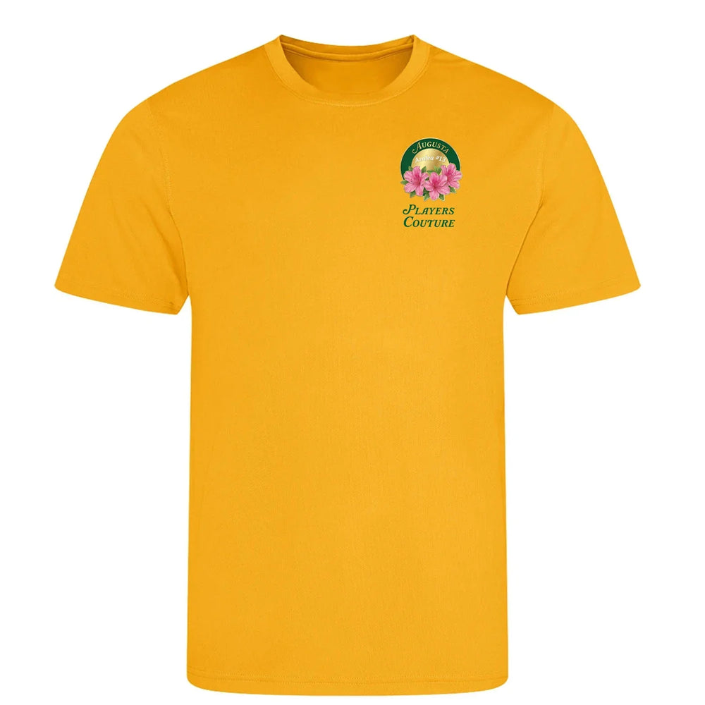 Azalea Augusta Golf Ball Marker t-shirt – close-up of white Azalea Augusta Golf Ball Marker lettering and Players Couture
