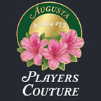 Azalea Augusta Golf Ball Marker t-shirt – navy men's t-shirt with white Azalea Augusta Golf Ball Marker letters and Players