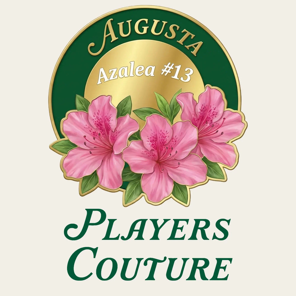 Azalea Augusta Golf Ball Marker t-shirt – close-up of white Azalea Augusta Golf Ball Marker lettering and Players Couture
