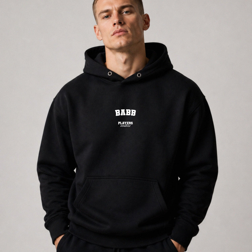 babb name-print hoodie - black