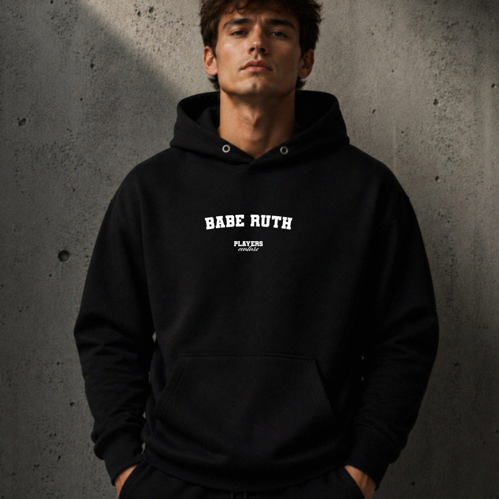 babe-ruth name-print hoodie - black