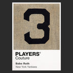 Babe Ruth 3 Jersey Frame Men's T-Shirt – black close-up detail shot of the Babe Ruth 3 Players Couture logo design
