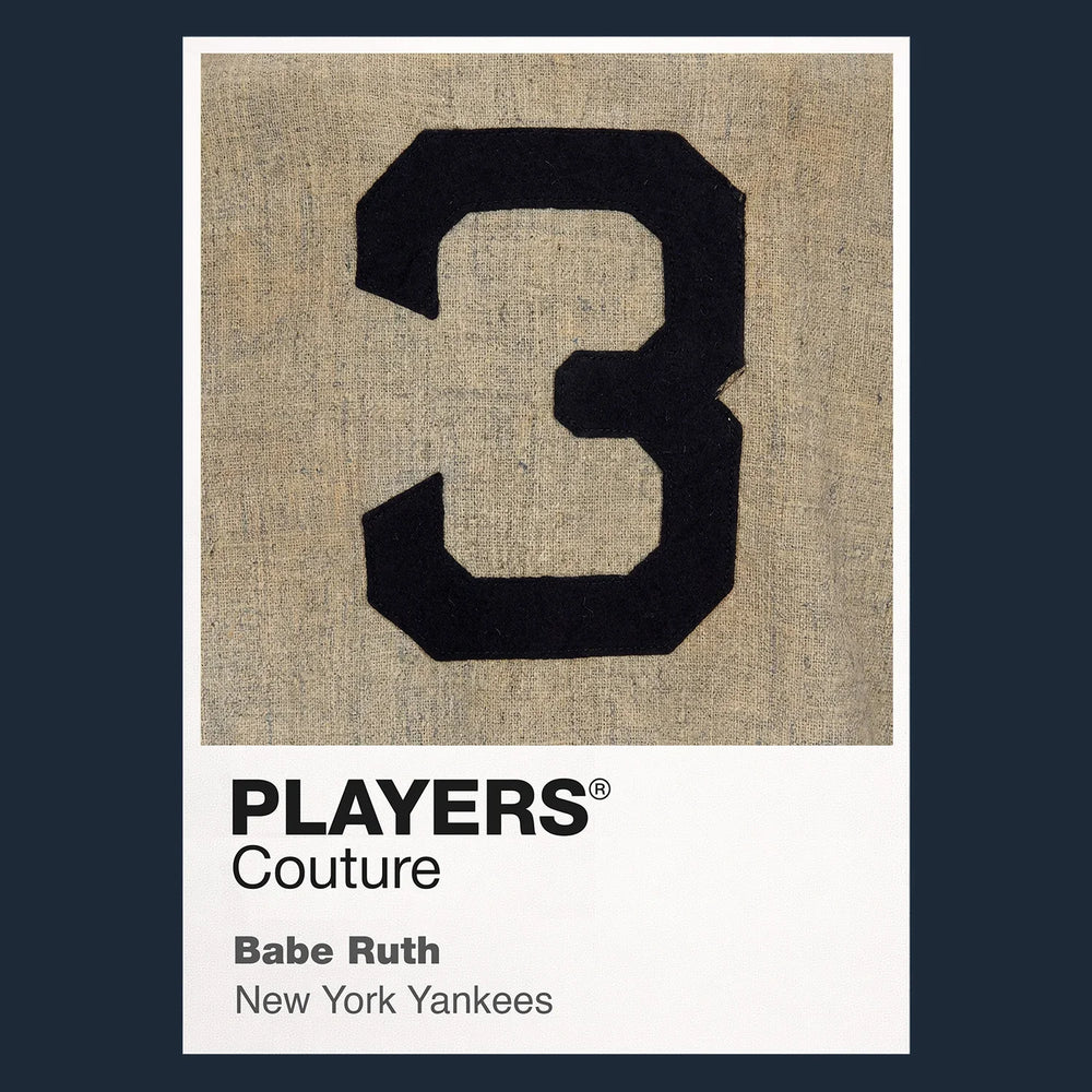 Babe Ruth 3 Jersey Frame Men's T-Shirt – navy close-up detail shot of the Babe Ruth 3 Players Couture logo design