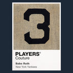 Babe Ruth 3 Jersey Frame Men's T-Shirt – navy close-up detail shot of the Babe Ruth 3 Players Couture logo design