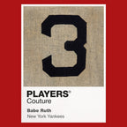 Babe Ruth 3 Jersey Frame Men's T-Shirt – red close-up detail shot of the Babe Ruth 3 Players Couture logo design