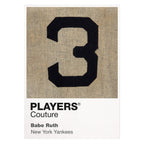 Babe Ruth 3 Jersey Frame Men's T-Shirt – white close-up detail shot of the Babe Ruth Players Couture logo design