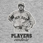 Babe Ruth Red Sox Badge Men's Hoodie – black close-up detail shot of the Babe Ruth Red Sox Players Couture logo design