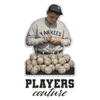Babe Ruth Yankees Badge Men's Hoodie – black close-up detail shot of the Babe Ruth Yankees Players Couture logo design