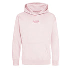 Essentials Collection hoodie – pink kids' hoodie with black Essentials Collection letters and Players Couture logo on the