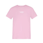 Essentials Collection t-shirt – pink kids' t-shirt with black Essentials Collection letters and Players Couture logo on the